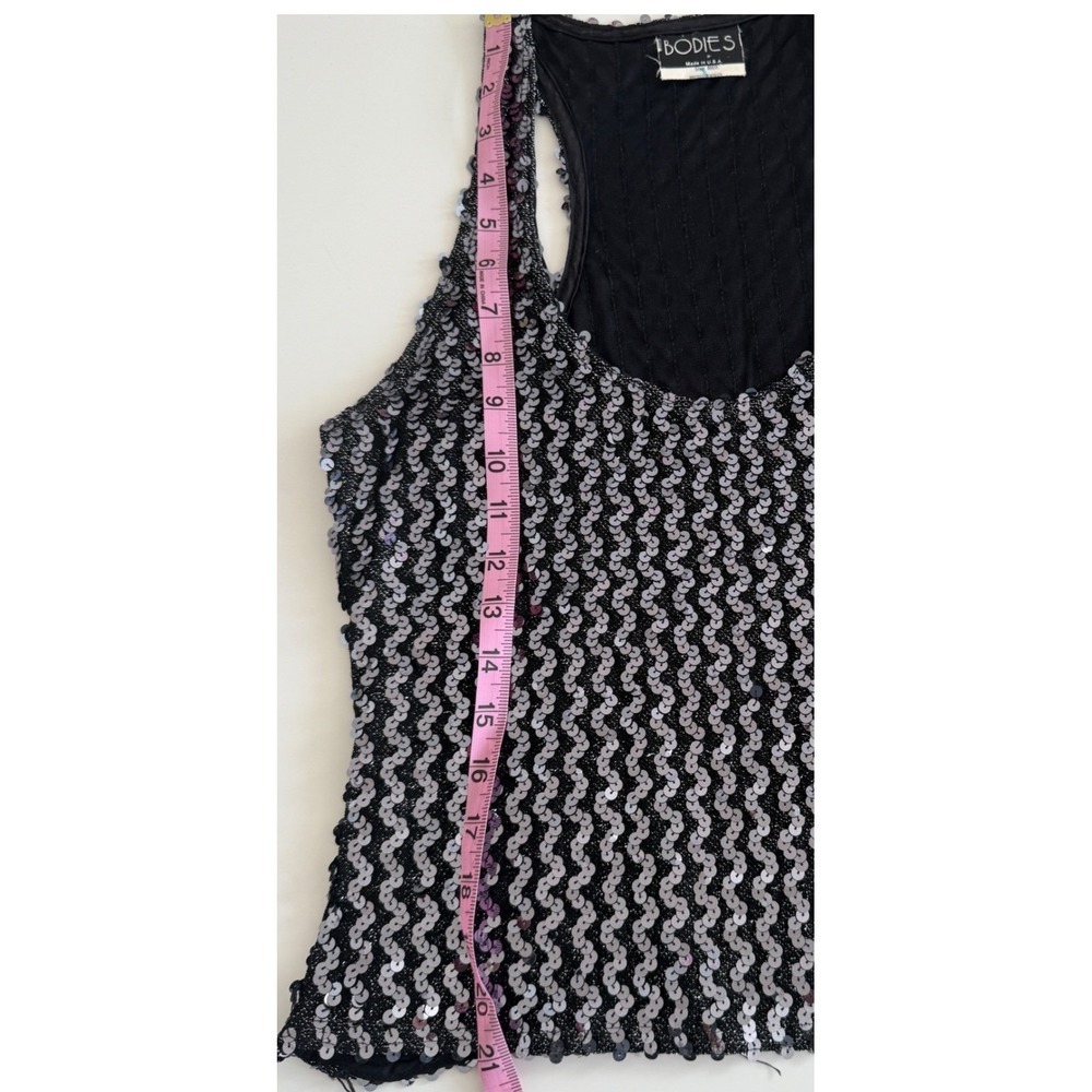 VTG Sparkly Sequin Halter Top M Sleeveless Glittery Party Night Club Disco Y2K - Picture 15 of 15
